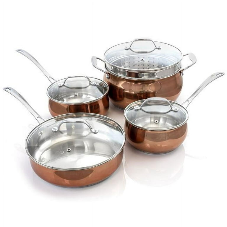 9pcs stainless steel copper bottom cookware