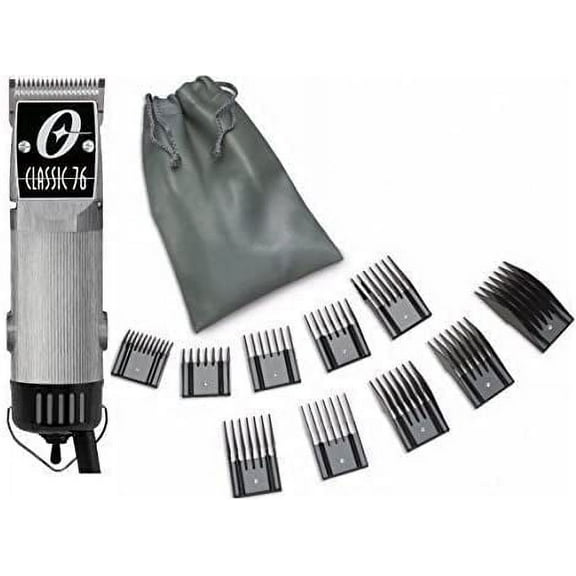 Oster Classic 76 Brushed Aluminum Color Limited Edition Hair Clipper + 10 PC Comb Set