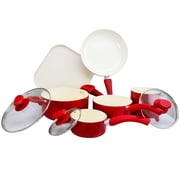 Oster Cocina San Jacinto 9-Piece Aluminum Cookware Set in Red Speckle