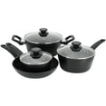 thumbnail image 1 of Oster Connelly 7 Piece Textured Nonstick Aluminum Cookware Set in Black, 1 of 7