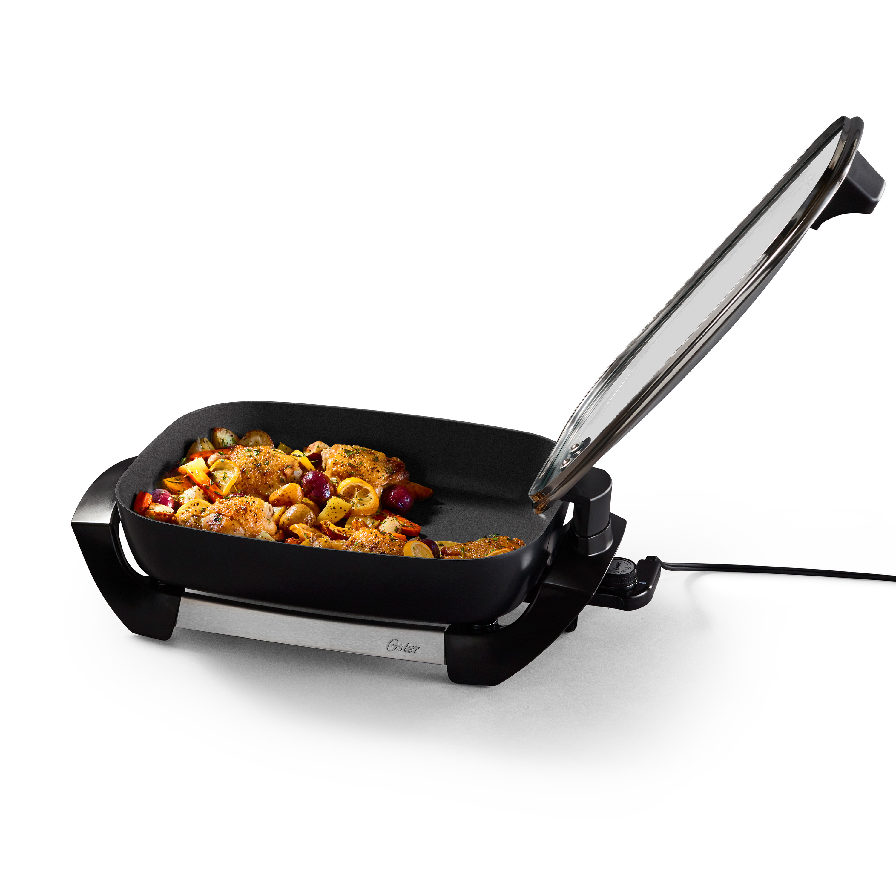 Oster DiamondForce 12-in x 16-in Nonstick Electric Skillet with Hinged Lid, Black - image 1 of 11