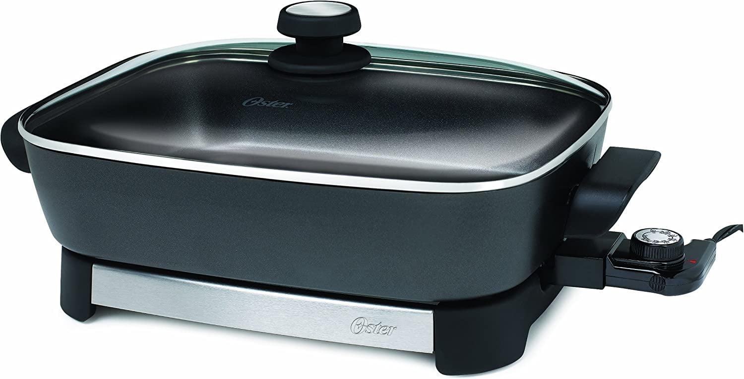 Oster Electric Skillet, 16 Inch, Black/Stainless Steel (CKSTSKFM05
