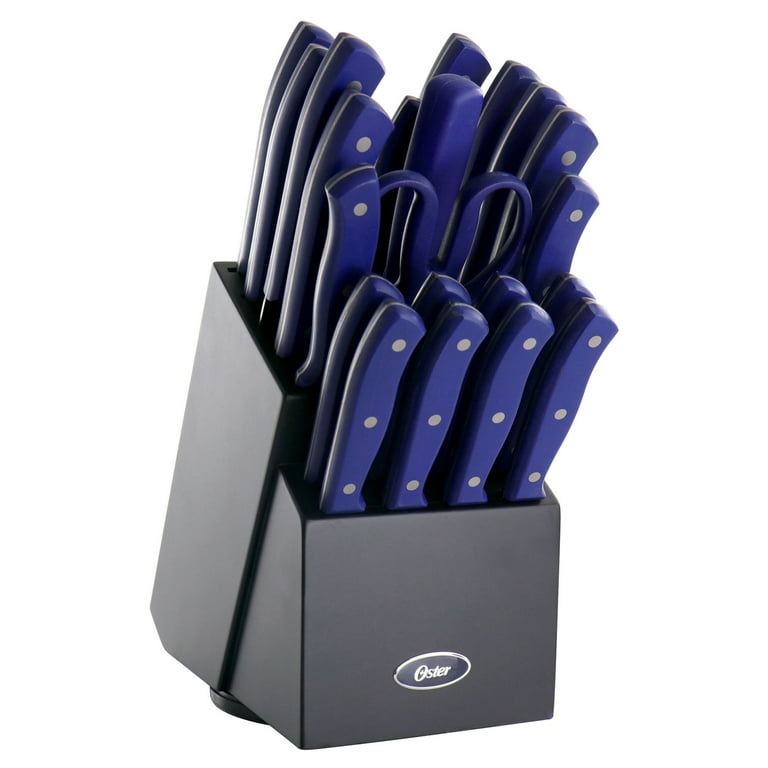 Evansville 22-Piece Stainless Steel Knife Set in Yale Blue with Hardwood Storage Block Evansville 22-Piece Stainless Steel Knife Set in Yale Blue with Hardwood Storage Block
