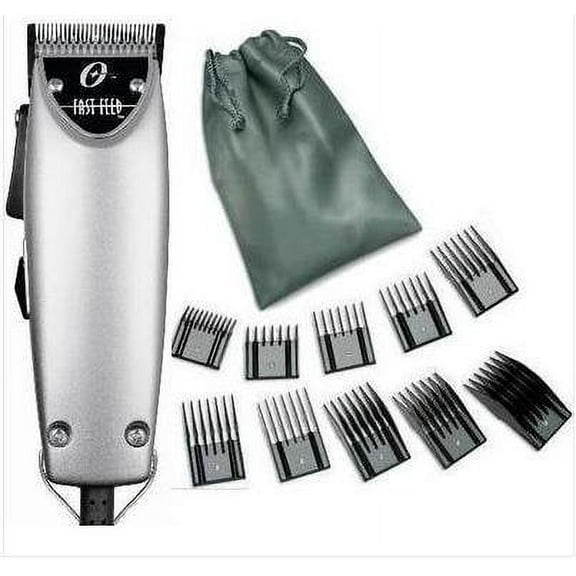 Oster Fast Feed Limited Edition Silver Hair Adjustable Pro Clipper + 10pc universal guide Combs
