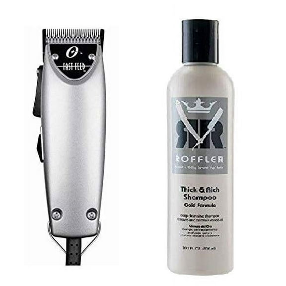 Oster Fast Feed Silver New Clipper And Roffler Thick & Rich Shampoo Gold Formula, 10oz