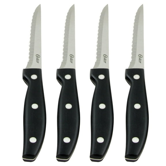 Oster Granger 4-Piece Stainless-Steel Steak Knife Set, 4-1/2", Black