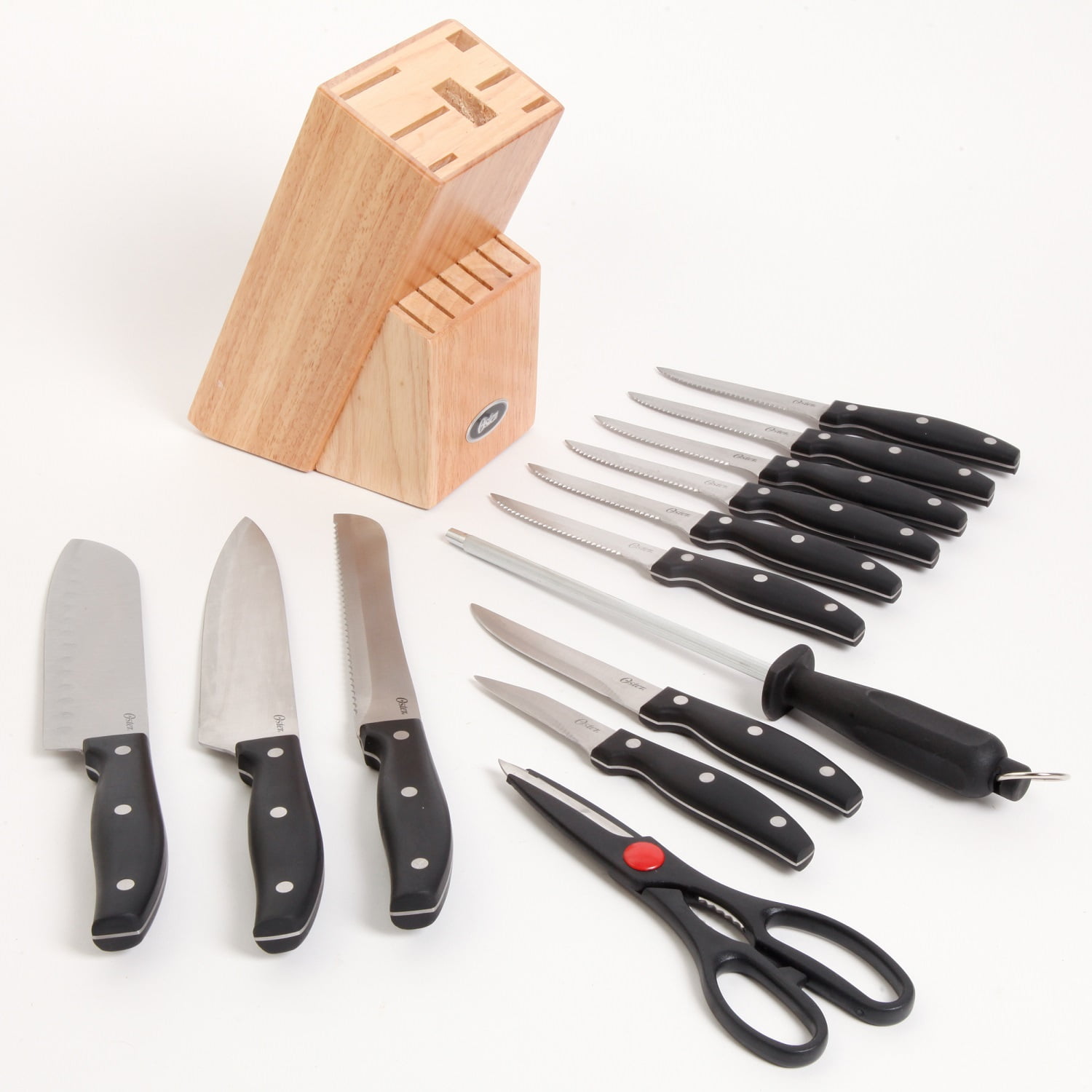 Oster Granger 14-Piece Stainless Steel Knife Set with Wooden Block