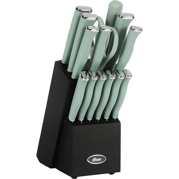 Oster Langmore 15 Piece Stainless Steel Blade Cutlery Set in Mint
