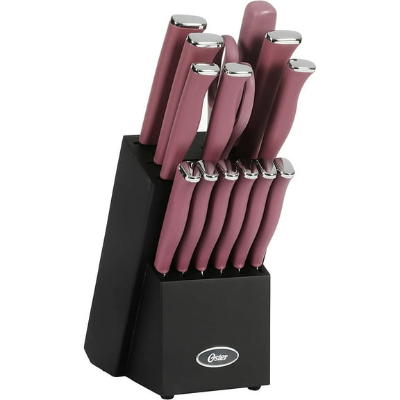 Oster Langmore 15 Piece Stainless Steel Blade Cutlery Set in Purple
