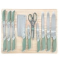 thumbnail image 1 of Oster Linbergh 14 Piece Stainless Steel Cutlery and Cutting Board Set in Green with Soft-Grip Handles, 1 of 6