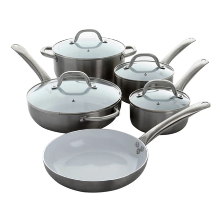Oster Montecielo 9 Piece Cookware Set in Metallic Titanium