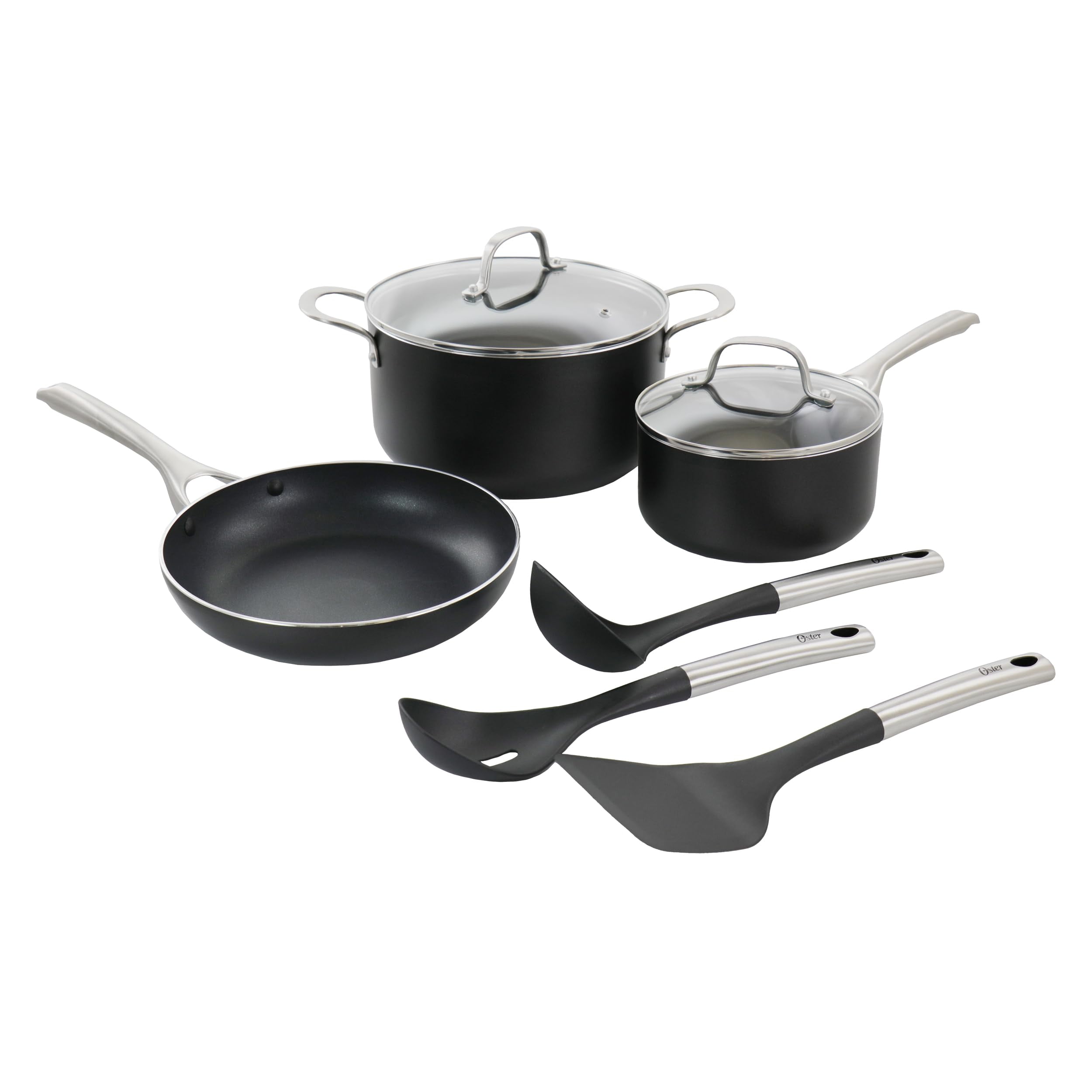 Oster Palladium 8 Piece Aluminum Cookware Set in Black - Walmart.com