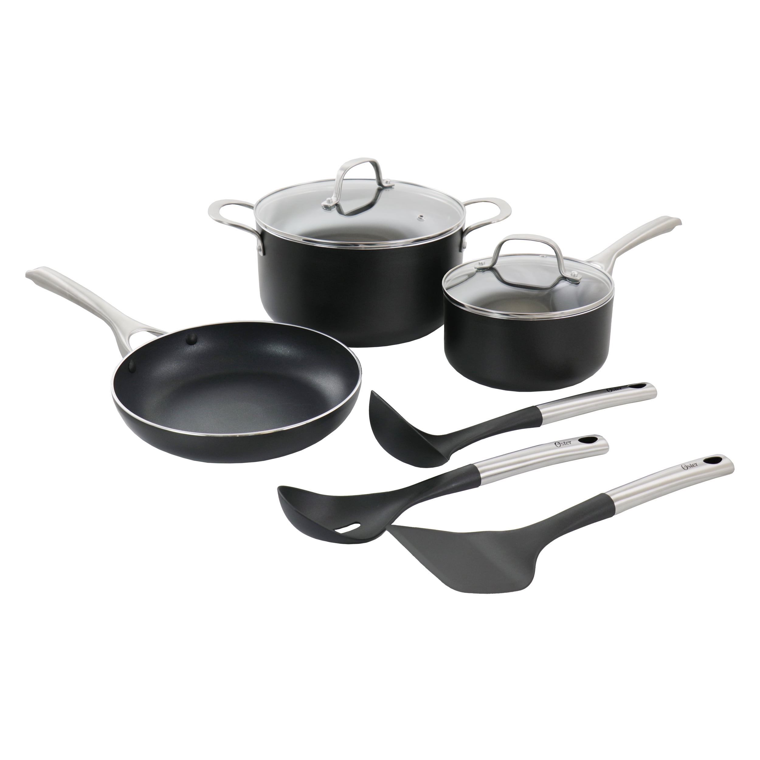 8-Piece Stainless Steel Assorted Cookware set with Glass Lids
