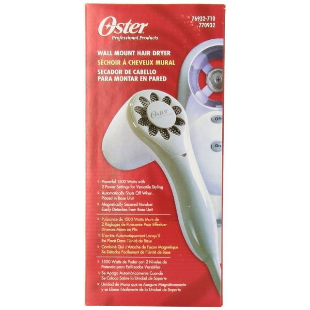 Oster Professional Wall Mount Hair Dryer, Ideal for Salon Environment, Space Saving Ergonomic