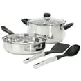 thumbnail image 1 of Oster Rametto 5 Piece Belly Shaped Stainless Steel Cookware Set in Silver, 1 of 8