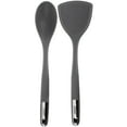 thumbnail image 1 of Oster Ridgecrest 2 Piece Silicone Kitchen Tool Serving Spoon and Turner Set in Gray, 1 of 5