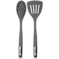 thumbnail image 1 of Oster Ridgecrest 2 Piece Silicone Kitchen Tool Slotted Spoon and Turner Set in Gray, 1 of 5
