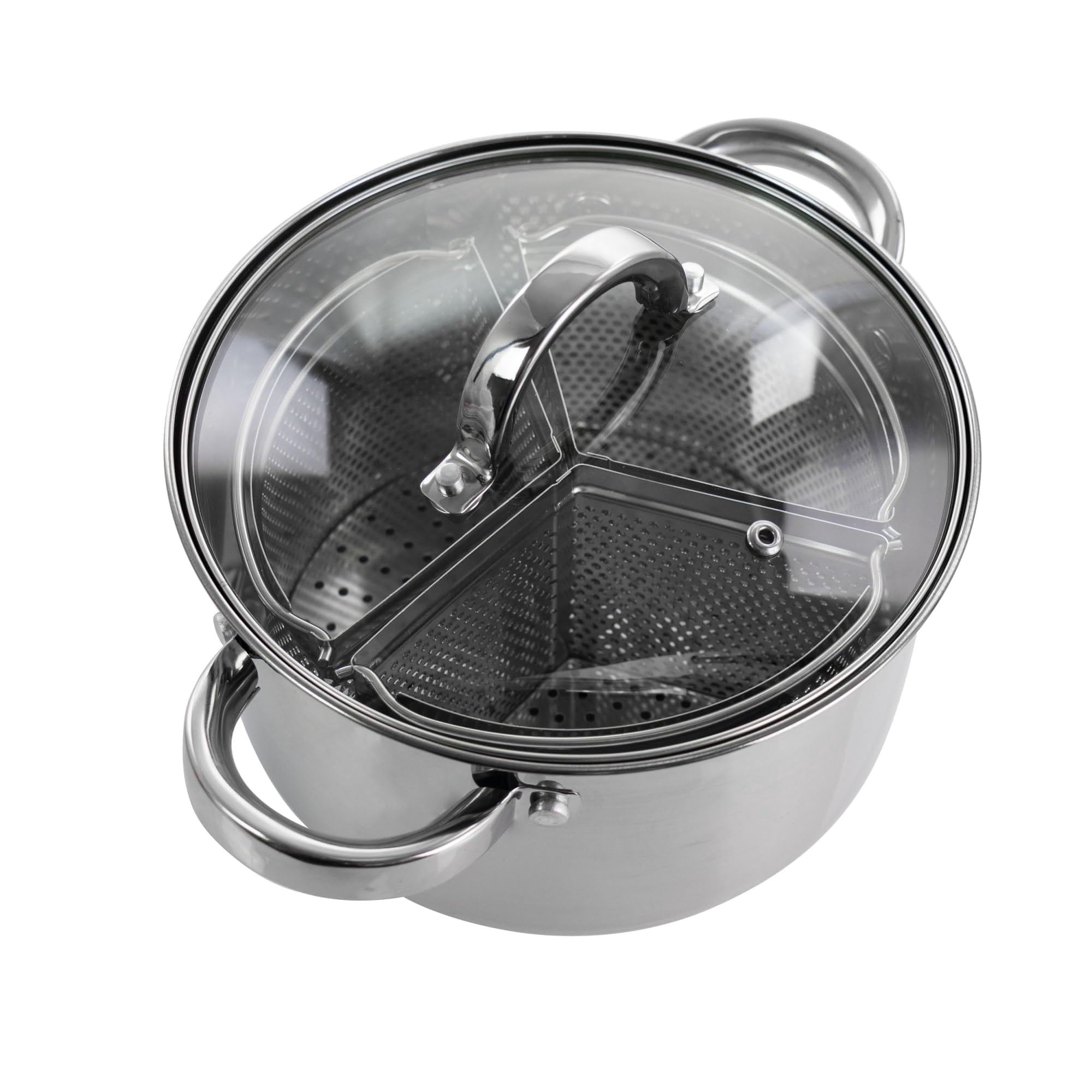 Oster Sangerfield 5 Piece 4 Quart Stainless Steel Dutch Oven with Lid and 3-Section Dividers