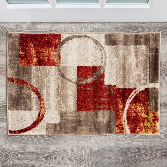 World Rug Gallery Abstract Circle Multi 2'x3' Door Mat