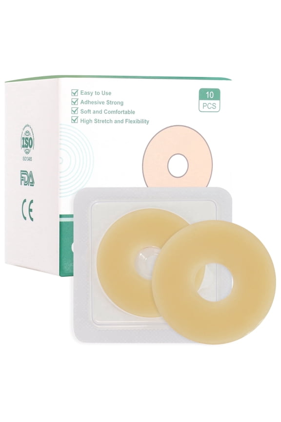 Ostomy Barrier Rings - Outer Diameter 2" (50mm) 2mm Thickness,Moldable Ostomy Rings,Hydrocolloid Skin Extender Rings for Colostomy Bags,10 Count