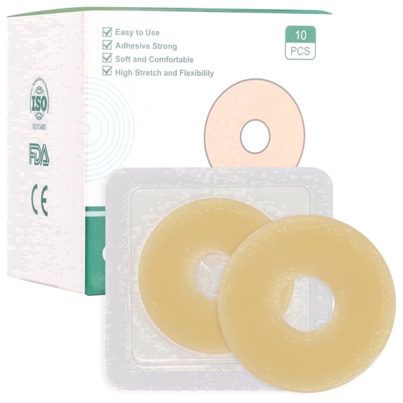 Ostomy Barrier Rings - Outer Diameter 2" (50mm) 2mm Thickness,Moldable Ostomy Rings,Hydrocolloid Skin Extender Rings for Colostomy Bags,10 Count