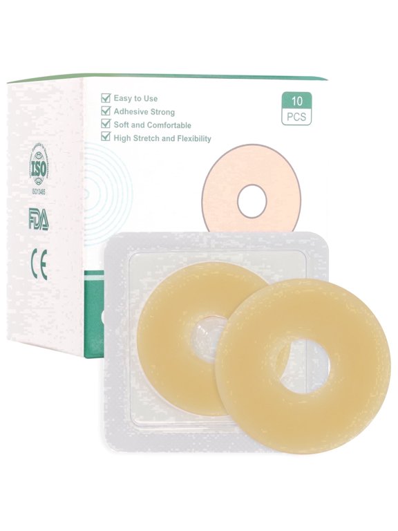 Ostomy Barrier Rings - Outer Diameter 2" (50mm) 2mm Thickness,Moldable Ostomy Rings,Hydrocolloid Skin Extender Rings for Colostomy Bags,10 Count