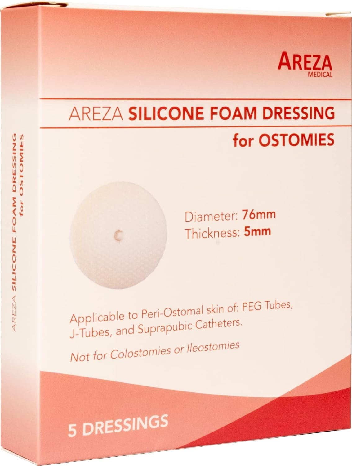 Ostomy Site Dressing Silicone Foam (Round) Secure Ostomy Tubes