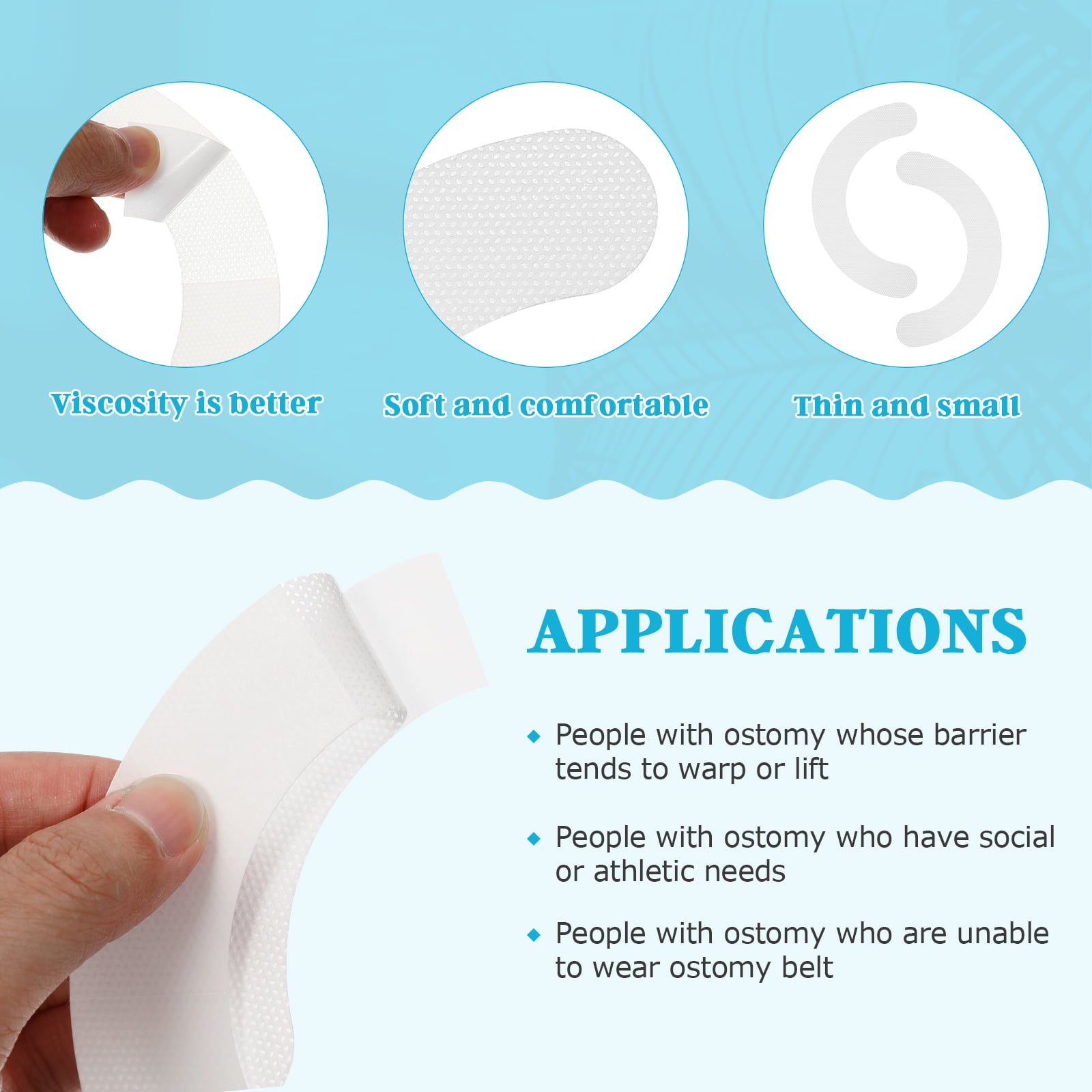 Ostomy Tape 20pcs Colostomy Bag Tapes Stoma Sensitive Barrier Strips Ostomy Barrier Tapes