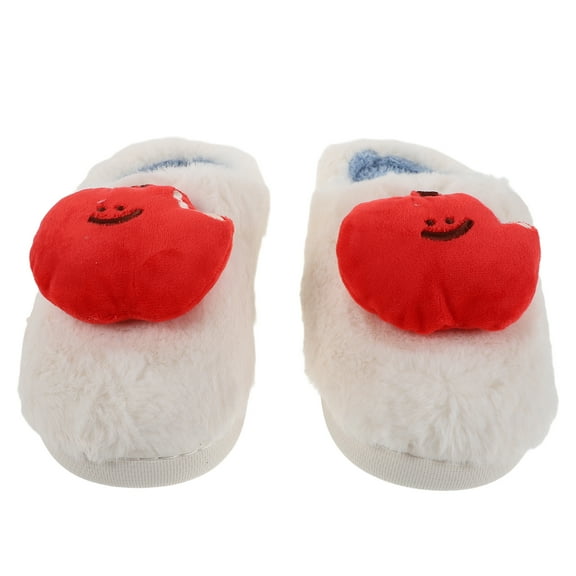 Raindrops 1Pairs Cozy Plush Apple Winter Slippers Fluffy Warm Indoor Floor Shoes