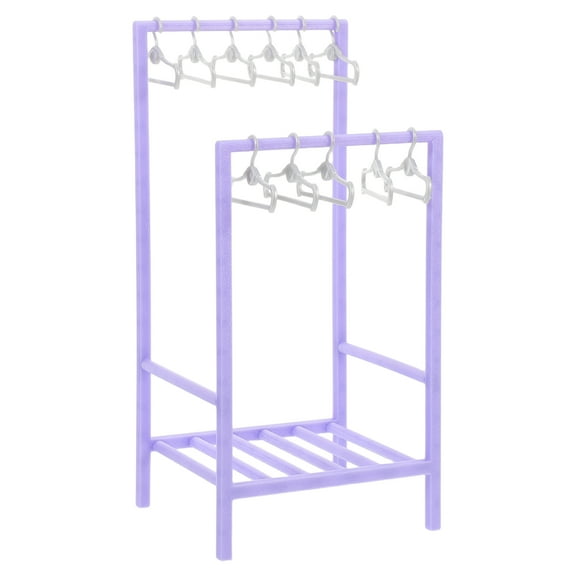 Ostracsh Miniature Dollhouse Clothes Drying Rack Purple with Hangers 1 Set 30cm
