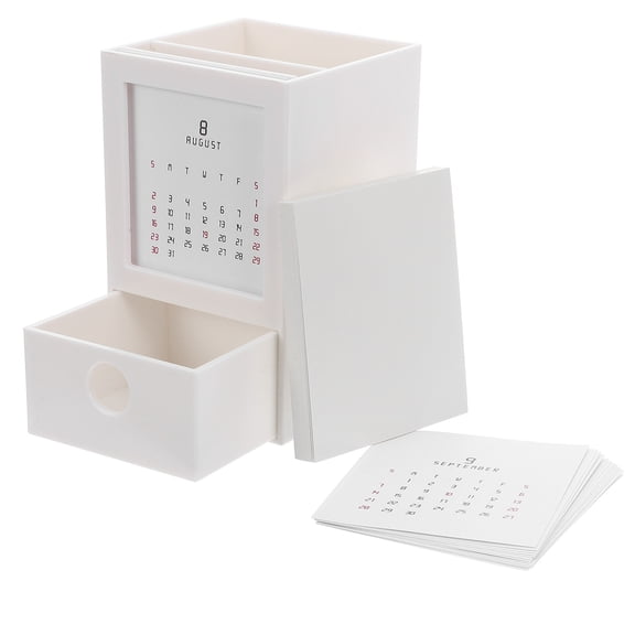 FOMIYES 1Set Desktop Calendar Stand with White Pen Holder and Versatile Storage for Planner