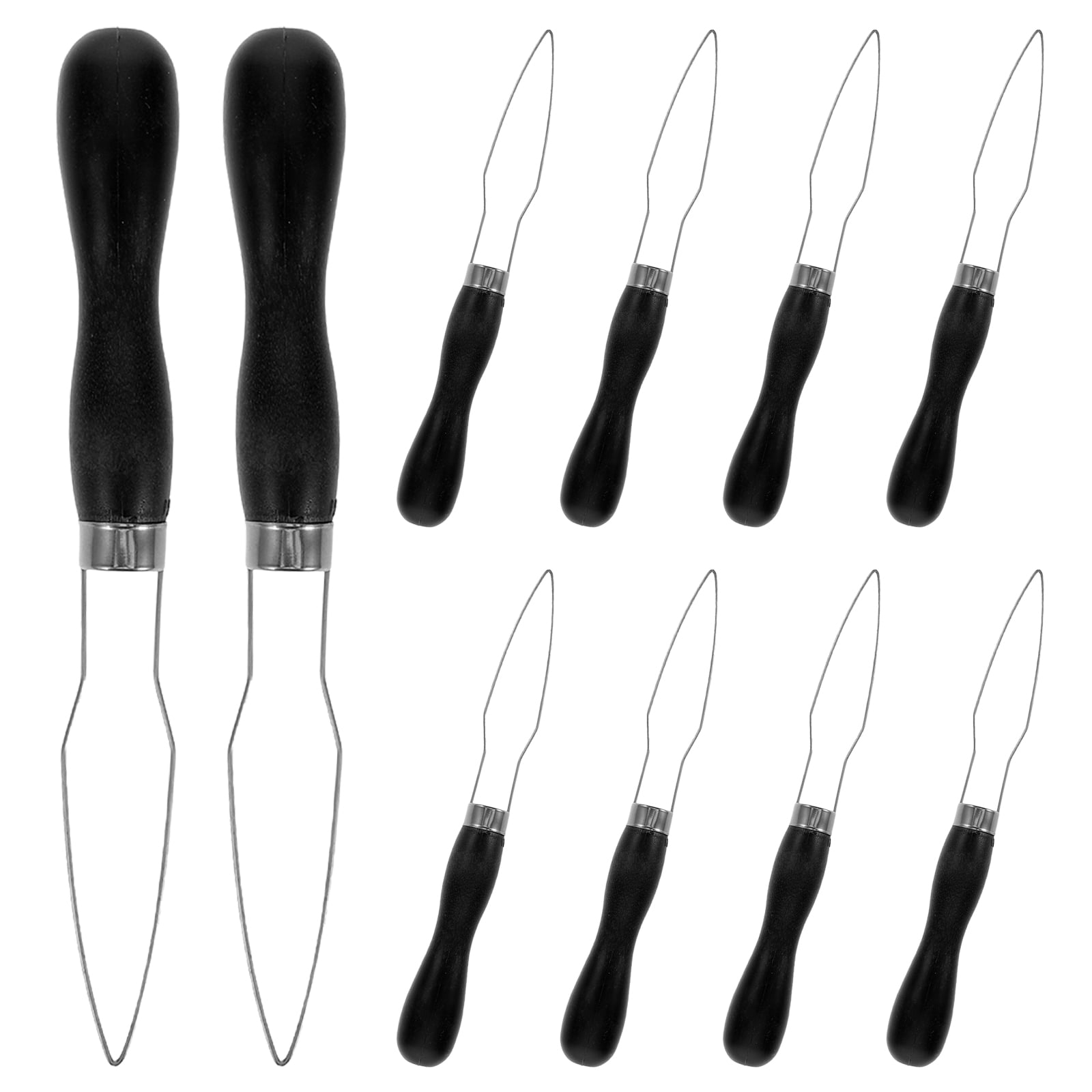 FOMIYES 10Pcs Black Button Helper Tool with Plastic Handle for Easy Shirt Buttoning