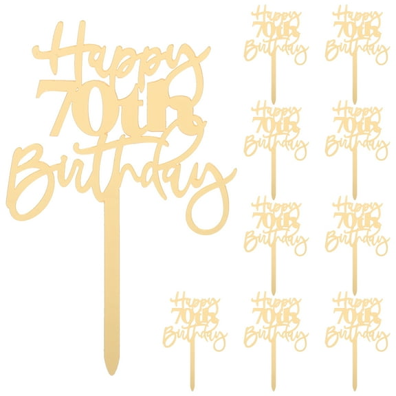 Raindrops Golden Happy 70th Birthday Cake Toppers 10pcs Plastic Unique Design Easy to Use Perfect for Celebrations