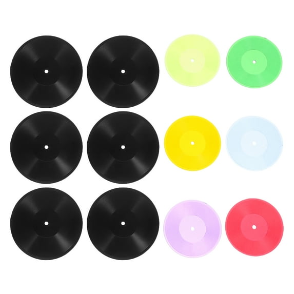 Ostracsh 12pcs Mini Vinyl Record Models, Decorative Tiny Records for Dollhouse Layout, Simulated Ornaments for Mini Houses and Desktop Decor