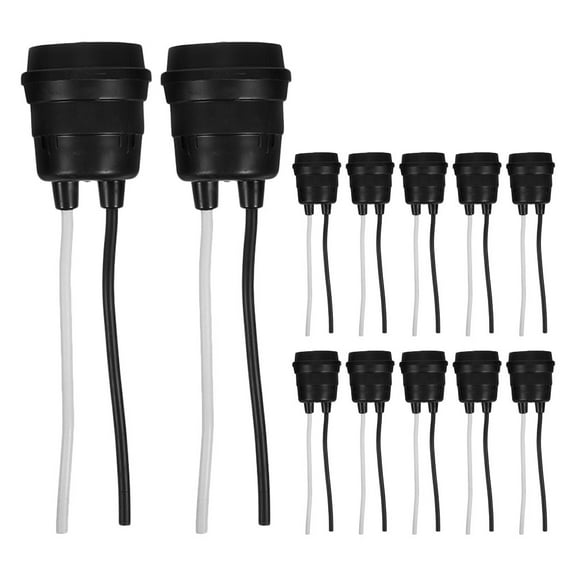 Raindrops E27 Waterproof Lamp Socket, Black, for Outdoor Use, Flexible Cable, 12Pcs