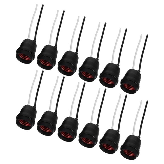 Raindrops E27 Waterproof Lamp Socket, Black, for Outdoor Use, Flexible Cable, 12Pcs