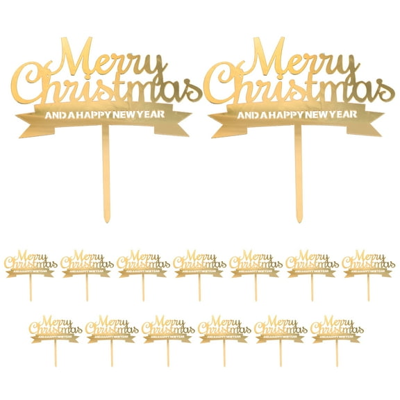 Raindrops Golden Acrylic Christmas Cake Toppers for Festive Holiday Dessert Decor