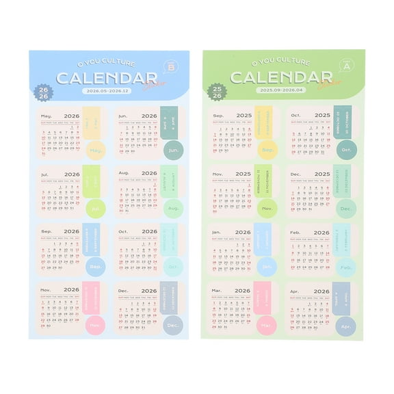 Raindrops Adhesive Monthly Calendar Stickers, Multi-Color, Special Paper, for Office,