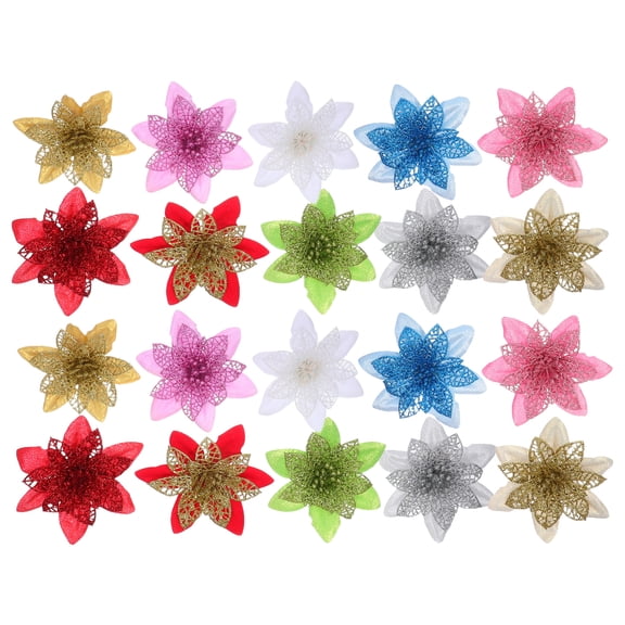 Raindrops Plastic Christmas Flowers Assorted Color Easy Maintenance 20Pcs