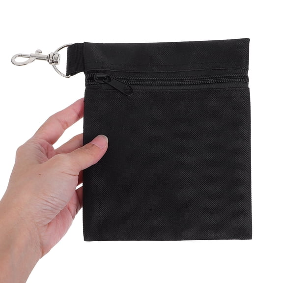 Raindrops 2-Pack Black Nylon Golf Utility Storage Pouches with Zipper and Clip, Accessory Bags for Golf Gear