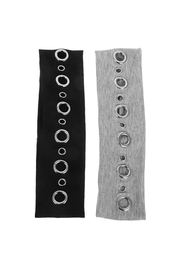 Wide Grommet Headband, Multi Color, Retro Design, Breathable Fabric, Comfortable and Stylish, 2Pcs