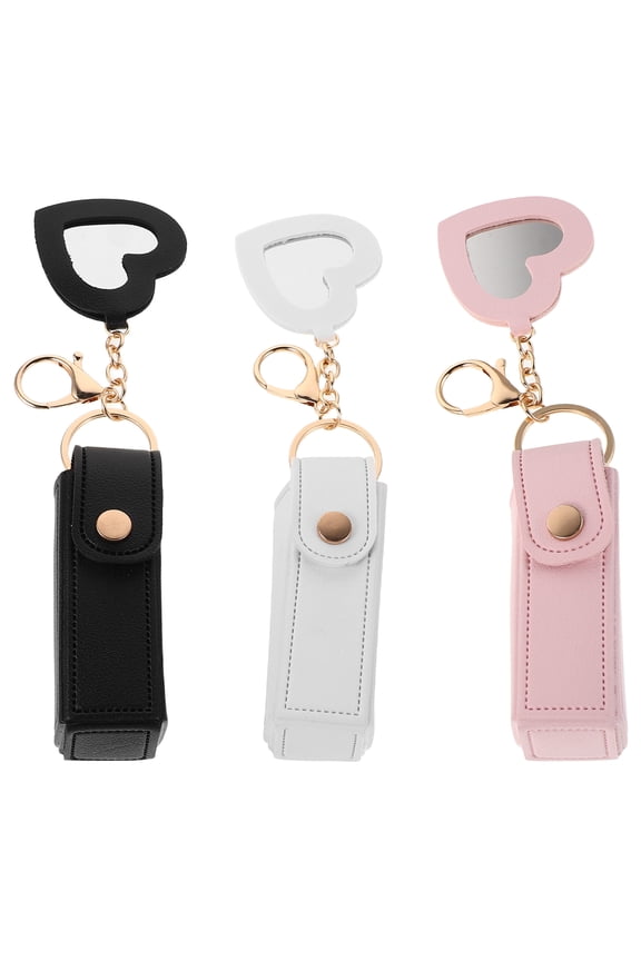 Compact Mirror Keychain Multi Metal PU for Decoration - Chic and Functional Handbag Charm 3Pcs