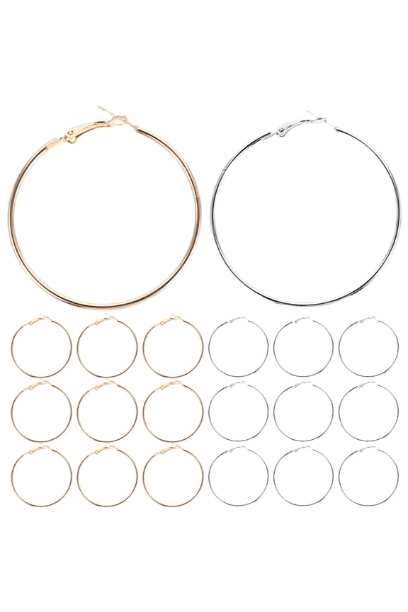 Ostracsh 40pcs Chunky Statement Hoop Earrings Set for Women, 5 cm Metal Circle Dangle Hoops, Cute Pendant Earrings for Parties & Occasions