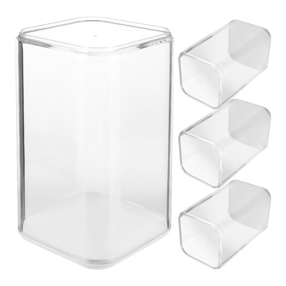 Raindrops 4Pcs White Transparent Display Case for Figurines Home Storage and Dustproof Protection