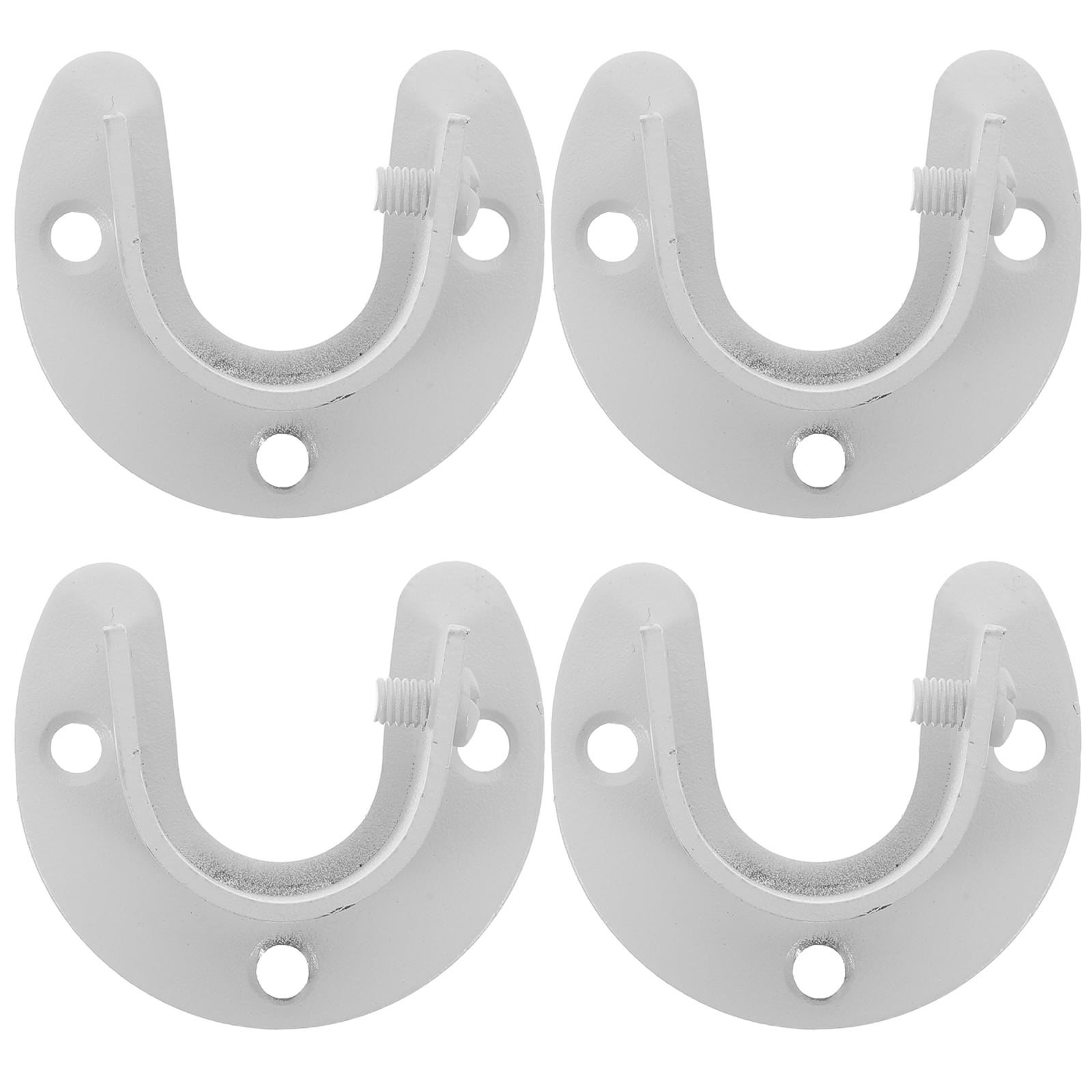 2 Pack Stainless Steel Closet Pole Sockets, Heavy Duty Closet Rod End Supports U Shaped Flange Rod Holder Screws Wardrobe Bracket Shower Curtain Rod F
