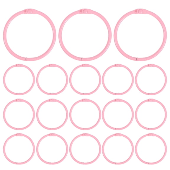 FOMIYES 50Pcs Pink Loose Leaf Binder Rings for Home Office Card and Key Organization