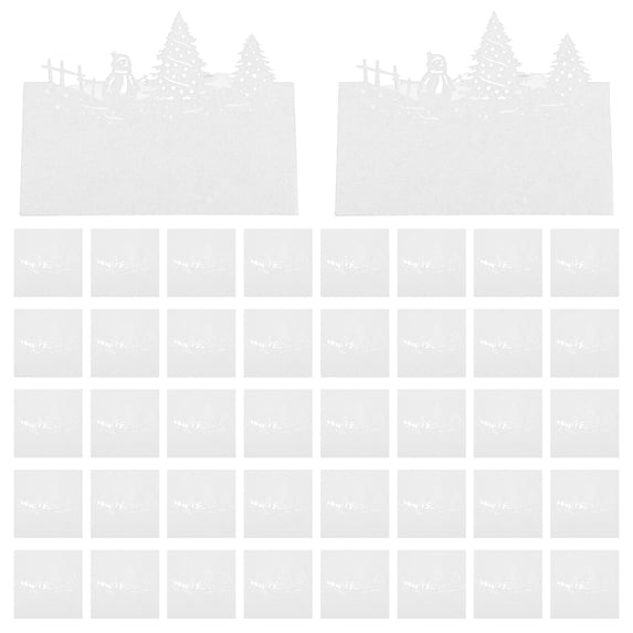 Raindrops Snowman Table Place Cards, 50 Reusable White Paper Cards for Wedding, Party, Home Decoration and Events