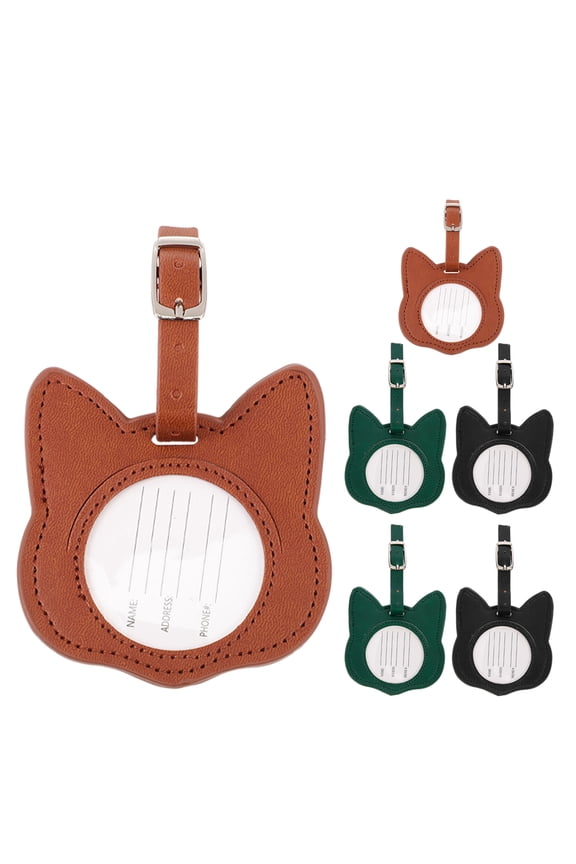 Ostracsh 6pcs Cute Luggage Tags: Pu Luggage Name Tag Cat Shape Id Label Travel Suitcase Backpack Identifiers For Kids Women Girls Men