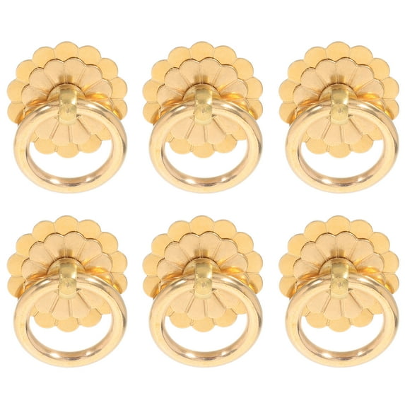 FOMIYES Golden Brass Drawer Pulls Vintage Round Knobs for Cabinets Decorative Hardware