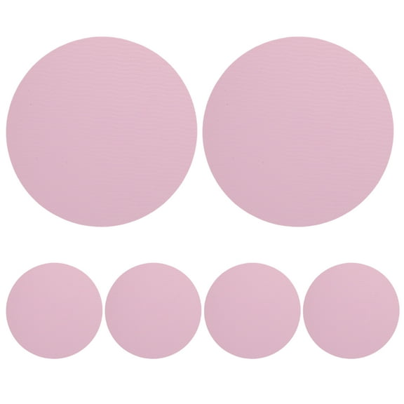 Raindrops Portable Round Exercise Mat Pink Tpe for Yoga and Core Training 6Pcs